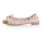 wholesales price 2016 fashion crystal flat genuine pu leather ballet flat shoes