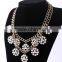 Fashionable style high quality double chain pearl flower statement necklace