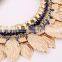 Wholesale fashion jewelry Exaggerated costly golden leaf more cotton rope woven crystal necklace