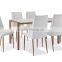 1+6 dining set with MDF painting top and PU chairs with wooden grain finishing