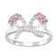 Ribbon Bow Rings HY Womens Fashion and Sparkling Ribbon Bow Cubic Zirconia Rings
