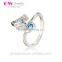 Fashion Women Drop Blue Zircon 925 Sterling Silver Ring For Anniversary