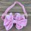 Satin Bow Baby Headband 4inch Fabric Bow with Elastic Headband for Baby Accessories Kids Headband