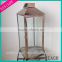 Rustic Lodge Glass Leather Lantern Candle Holder - 16 Inch