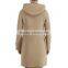 China coat factory camel color wool women long duffle coat