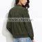 Zipper Up Olive Green Bomber Jacket With Arm Pocket 100% Polyester Custom Pilot Bomber Jacket Fashion Clothing Supplier