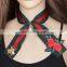 Fashion Embroidery Rose Bee Pearl Pendant Women Girls Strip Scarf Choker Necklace Jewelry