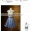 A17EL0006 Two Piece Sexy White and Navy Blue Skirt Short Leisure Keyhole Back Prom Dresses