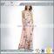 OEM women chiffon fashion simple long flowing fancy dress pink hot sell 2016