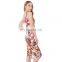 European latest factory wholesale autum fashion lady floral printing clothes smart women bodycon dress