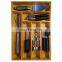 custom bamboo silverware drawer organizer expandable cutlery tray with 2 removable knife blocks