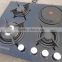 4 burner tempered glass gas hob with hot plate
