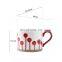 New Product Arabic Coffee Cups Hand Painted Flower Personality 15 OZ Red Ripple Cups Ceramic Coffee Cups For Breakfast Maker