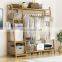 Bamboo multifunction coat racks garment coat hanger clothes organizer hanger hooks stand clothes rack