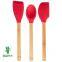 Wholesale silicon bamboo wood spatula set,cooking utensil spoon set from China