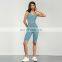 2 Pieces Sports Bras Set Yoga Backless Sweat-Wicking Tank Tops Women High Waist Biker Shorts 80nylon 20spandex