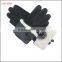 Fashion lady black pigsuede leather gloves with a fuzzy ball