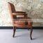 Comfortable chairs for the elderly antique leather oval back wood chair