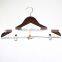 Adjustable wood clothing hanger with clips for dress/suit