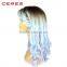 cosplay wig celebrity party wig purple blue pink three tones ombre wig 18" Japanese high temperature resistant synthetic wig