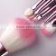 7pcs Hot sales red fur cute makeup brush set with pink fashion bag