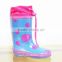 new products 2015 rainbow kids rubber rain boots with collar