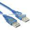 Transparent blue USB2.0 cable Male to Male 5m