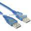 Transparent blue USB2.0 cable Male to Male 2m