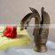 Antique style deck mounted golden faucet for basin, dual control hot cold classical antique golden faucet