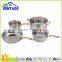 7pcs stainless steel cookware set with copper plating handle