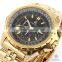 Fashion ORKINA Stainless Steel Case Chrono Black Men's Sport Quartz Watch
