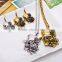 Hiphop imitation jewelry halloween necklace punk skull pendant with flower statment necklace sweater chain Yiwu factory