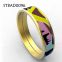 Gold Plated Smooth Stainless Steel Women Enamel Bangle