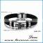 Charm Rubber Silicone Chain Gold Cross wristband bracelet for mens with stainless steel buckle
