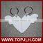 Hot selling sublimation couple lovers' MDF half heart keychain