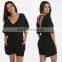 Made In China Deep V Neck Sexy Girls Wearing Jumpsuit Black Beach Wear Short Casual Summer Playsuit For Women