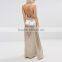 2016 Pictures of Ladies Prom Gown Dresses Cowl Front Strappy Evening Cami Maxi Dress With Thigh Split HSd7464