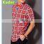 Short Sleeve Latest Shirt Red Plaid Designs for Men