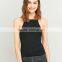 2017 women's best black ribbed sleeveless halter T-back high neck cami tops