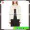 Raglan Sleeve Y-Neck Collared Ivory White Rib Knit Cashmere Cardigan for Women