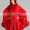2017 New Product Noble Cape Brand Name shawl Hand Made Wholesale Cashmere And Fox Fur Trim Cape