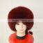 SJ929-01 Wine Color Classic Design America Fox Fur Hats