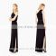 china fashion one shoulder black ladies long evening party wear gown with belt
