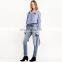 2016 Baiyimo 100% Cotton Big Bat Sleeve Plain Long Line Plus Size Women Custom Blouse