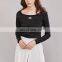 2017 Fashion Designs High Quality Soft Touch Stretch Cotton Long Sleeve Slim Fit Custom Women T Shirt