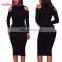 Women Sexy Cold Shoulder Knitting Sweater Long Sleeve Bodycon Party Mini Dress