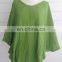 100% Thai Cotton fashion women summer clothes Shirt Collars, Green color T-shirt.