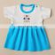 White & Blue Cotton Frock For Kids