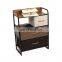 Customized 5L-604 Fabric Printed Chest Vertical Dresser Storage Tower Dressers 6 Drawers with Wooden Pull