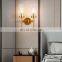 Modern Brass Gold Glass Wall Lights Double Heads Bedroom Led Wall Lamp